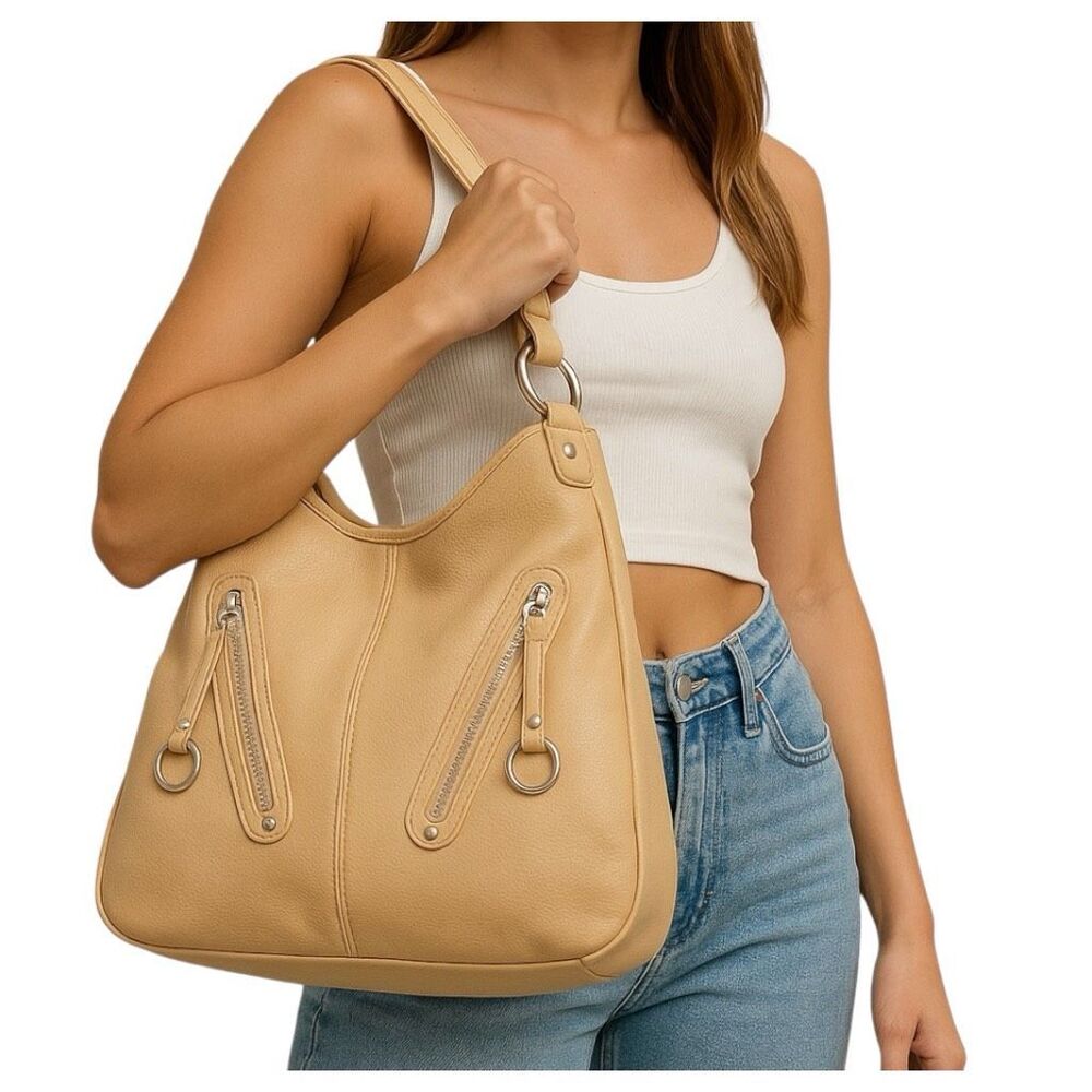 Nine West Y2K Slouchy Hobo Shoulder Bag | Sandy Beige | NWT - Picture 2 of 9